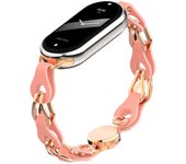Suitable for Xiaomi band 9 8 nfc strap, hollowed leather chain leather, metal magnetic snap personality miband replacement strap