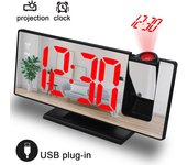 Reloj Digital LED para mesa, despertador electrónico de escritorio, Radio FM, proyector de tiempo, función de repetición, alarma
