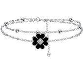 Bracelet Femmes Argent 925, Bracelet Femme Réglable 17+4cm - Fête des Mères Saint Valentin Cadeau - Avec Boîte Cadeau argent-Trèfle à quatre feuilles