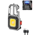 LED Mini Multifunctional Keychain Flashlight USB Rechargeable Portable Pocket EDC Torch Outdoor Emergency Search Camping Lantern