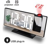 Reloj Digital LED para mesa, despertador electrónico de escritorio, Radio FM, proyector de tiempo, función de repetición, alarma