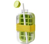 Bandeja para cubitos de hielo mejorada 2025 con tapa - Fácil de abrir y cerrar verticalmente, incluye pajita y vendaje, llenado rápido sin contacto, ideal para whisky, cócteles, té y café (18 rejillas, verde)