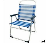 Silla de Playa Aktive Azul Blanco 48 x 88 x 50 cm Aluminio Plegable (4 Unidades)