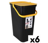 Cubo de Basura para Reciclaje Tontarelli Moda Amarillo Negro 24 L (6 Unidades)