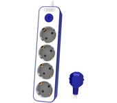 Philips Regleta de 4 Enchufes, Bloqueo Alimentación, 1.500W, Cable Alimentación Trenzado 1.5 Metros Alta Resistencia, Cierre Seguridad (Indicador LED Prot) - Color ROJO/AZUL/AMARILLO