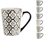 H&H Taza Vhera en Gres Blanco y Negro 350 Ml