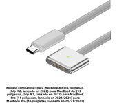 2m USB Type C to Magnetic Magsafe 3 Generation Cable Charger Adapter For MacBook Pro Air 14 16 M2 140W Fast Charging Cable Cord