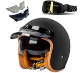 Retro 3/4 motorcycle helmet For Harley Cruiser semi-open motorcycle accessories motorcycle helmet retro helmet in winter
