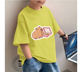 Adorable Kids Fashion Tee Capybara Illustration Perfect Summer Wear Soft Fabric Ideal Gift for Children All-in-one Base Shirt