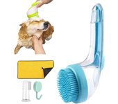 Cepillo de baño para mascotas, cepillo de baño para perros, cepillo para lavar perros, cepillo de champú 2 en 1 para perros, cepillo de baño para mascotas con dispensador de jabón para perros