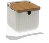 Azucarero Versa Blanco Cerámica Bambú Dolomita 8,3 x 8,3 x 8,3 cm