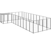 vidaXL Perrera negra 13,31 m² acero
