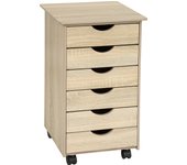 Tectake - Cajonera con 6 cajones 65 x 36 x 40 cm  Práctica cajonera con seis cajones  Cómodo transporte gracias a sus cuatro ruedas  Tablero con las esquinas redondeadas