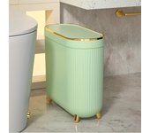 Compact Quiet-Close Trash Can for Bathroom/Bedroom - Electricity-Free, Space-Saving, with Optional Lid
