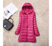 Plus Size White Duck Down Jacket Light-weight Down Jacket Women Inner Cloth Coat Ladies Long Winter Hat Hooded Femal