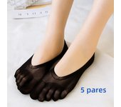 10Pcs=5Pair Funny Five-finger Women Sock Summer Ultrathin Invisible Lace Sokken With Silicone Anti-skid Breathable Anti-friction