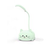 Lámpara de escritorio LED para niños, lámpara de Gato adorable, Luz de Lectura recargable por USB, lámpara de Mesa LED portátil (Green)