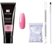 Kit de gel para extensión de uñas Poly, kit de prueba de mejora de uñas Poly Gel transparente en gel Nude con mini kit para uñas artísticas de 15 ml