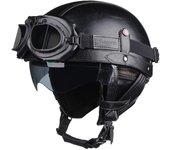 Summer Motorcycle Helmet Half PU Leather Retro Motorbike Helm Moto Bike Motocross Helmets With For Men Women Casco DOT