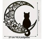 Black Cat On The Moon Wall Pediments, Cat And Moon Metal Wall Decor, Black Cat Wall Sculpture For Cats Lover, Home Decor