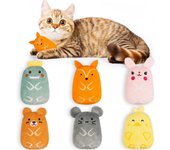 Juguetes de hierba gatera, juguetes para gatos de interior con sonajero, juguetes de peluche con forma de almohada para gatos, regalos para morder y patear, paquete de 6