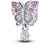 Silver Plated Pink Series Charms Pendant Lovely Dangle Pink Perfume Bottle Charm Beads Fit Bangle Bracelet Necklace Jewelry