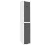 SimonRack Taquilla Vestuario Metálica, 2 Puerta, Incluye Llave, 1800x300x500 mm, Blanco/Antracita - Simonlocker