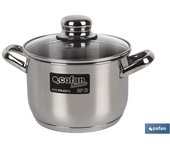 Cofan Olla de Acero Inoxidable con Tapa de Vidrio | Acabado Brillante y Resistente Al Oxido | Diferentes Capacidades y Diametros