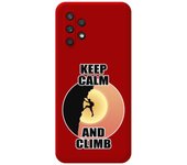Tumundosmartphone Funda Silicona Líquida Roja para Samsung Galaxy A32 4G diseño Hombre Escalada Dibujos