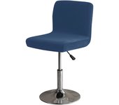 Thick Velvet Bar Stool Chair Cover Solid Color Plush Rotating Chair Covers Spandex Stretch Low Back Dining Seat Slipcovers Blue