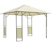Outsunny Carpa 2,97x2,97x2,6m Cenador Jardin Marco de Acero y 4 Paraviento lateral Color Crema