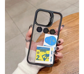 Luxury Transparent case iPhone 11 12 13 14 15 Pro Max Lens protective case Metal ring case shock-proof transparent back cover
