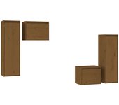 vidaXL Muebles para TV 4 piezas madera maciza de pino, Mueble de Salon, Mueble TV, Mueble TV salon, Mesa de TV, Mueble tele