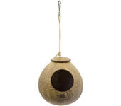Coconut Bird Nest Hut With Ladder Hanging,Hanging Coconut Bird House Parrot Hideout Bird Cage For Lovebird Pigeons Pet Supplies
