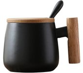 Taza de café de cerámica, taza de café, té con tapa y cuchara, taza de leche, tazas para beber para hombres, mujeres, Acción de Gracias, Navidad, cumpleaños