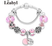 Classic Royal Blue Crystal Star Moon Beads Bracelet Dark Blue Enamel Murano Pendant Charm Bracelet & Bangle Mix Style Jewelry