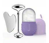 Ice Face Roller Facial Skincare Ice Roller Set, Stainless Steel Facial Roller Gua Sha Face Tool Face Massage Roller Mold Cube