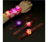 96PCS Christmas Light Up Bracelet LED Flashing Santa Skull Bat Pumpkin Watch Children's Gift Party Decoration