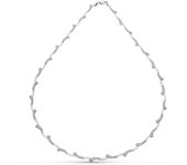 Inmaculada Romero Gargantilla Oro Blanco 18k Mujer Eslabones Ondulados Circonitas Mosquetón Seguro
