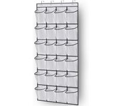 Zapatero Colgante para Puerta, Organizador de Zapatos, 24 bolsos Grandes de Malla con percha (Blanco)