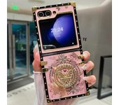 Luxury Bling Glitter Aurora Butterfly Stand Phone Case for Samsung Galaxy Z Flip 6 5 4 3 Flip6 Flip5 Flip4 Flip3 5G Holder Cover