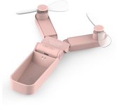 Mini ventilador de mano plegable, ventilador portátil de mano recargable con cable USB para viajes en casa al aire libre (doble rosa)