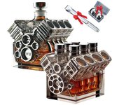 Botella de whisky con motor V8, termo con motor V8, decantadores de licor de tequila, whisky, bourbon y coñac, decantador creativo de cristal con motor, elegante decoración para el bar del hogar, taza de café para amantes de los coches (2 unidades - 1)