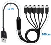 6 in 1 USB C Splitter Cable Multi USB C Cable Type C Male Charger Cable for iPhone 15 Android Samsung Tablet and TypeC Device