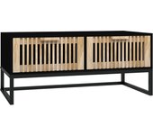 vidaXL Mesa de centro hierro y madera contrachapada 80x40x35 cm Negro, Marrón, Mesita de Salón o Comedor o Auxiliar Mesa de Café Meuble Salón