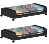 Estante de almacenamiento debajo de la cama con ruedas y tapa, estante de almacenamiento rodante debajo de la cama de gran capacidad, estante de almacenamiento debajo de la cama para guardar ropa, zapatos, mantas, juguetes, libros, paquete de 2