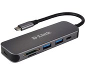 D-Link DUB-2325 Hub 5-in-1 USB-C Card Reader Negro