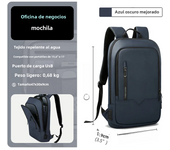 SOMY HK-mochila delgada para hombre, bolsa para ordenador portátil de 15,6 pulgadas, impermeable, minimalista, de negocios, con carga USB, informal, para viaje y trabajo