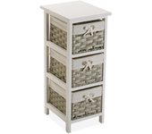Versa Pompei Mueble para el Baño Auxiliar, con 3 cajones, Medidas (Al x L x An) 62 x 29 x 25 cm, Madera, Color Blanco