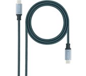 Nanocable Cable USB 3.1 USB-C/M-USB-C/M, Gen2 10Gbps 5A, Color Gris/Negro, 1.5 m
